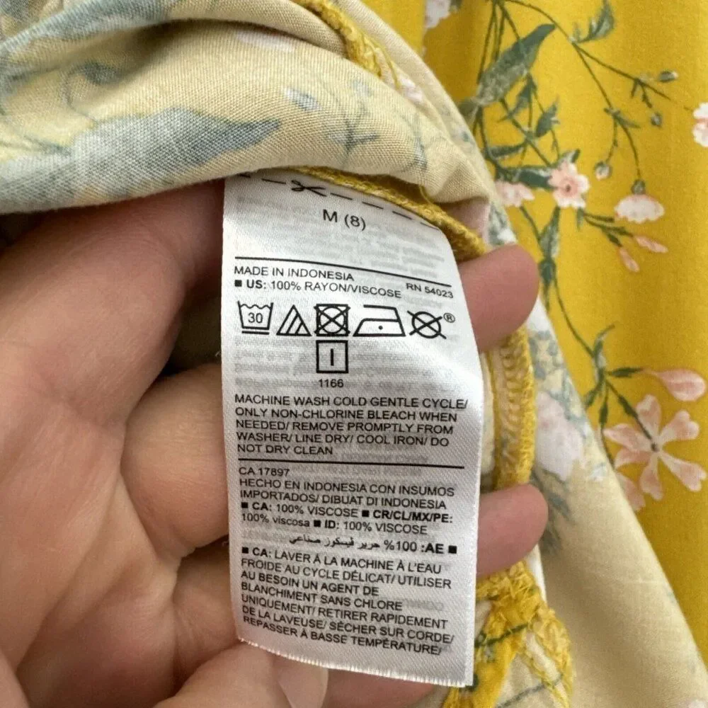 Old Navy Girl's Yellow Floral Dress Size M Yellow Short Sleeves Round Neck